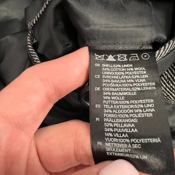 H &M Tweed Men's Blazer Grey Pinstripe Wool Blend Sz 38R - Picture 10 of 13